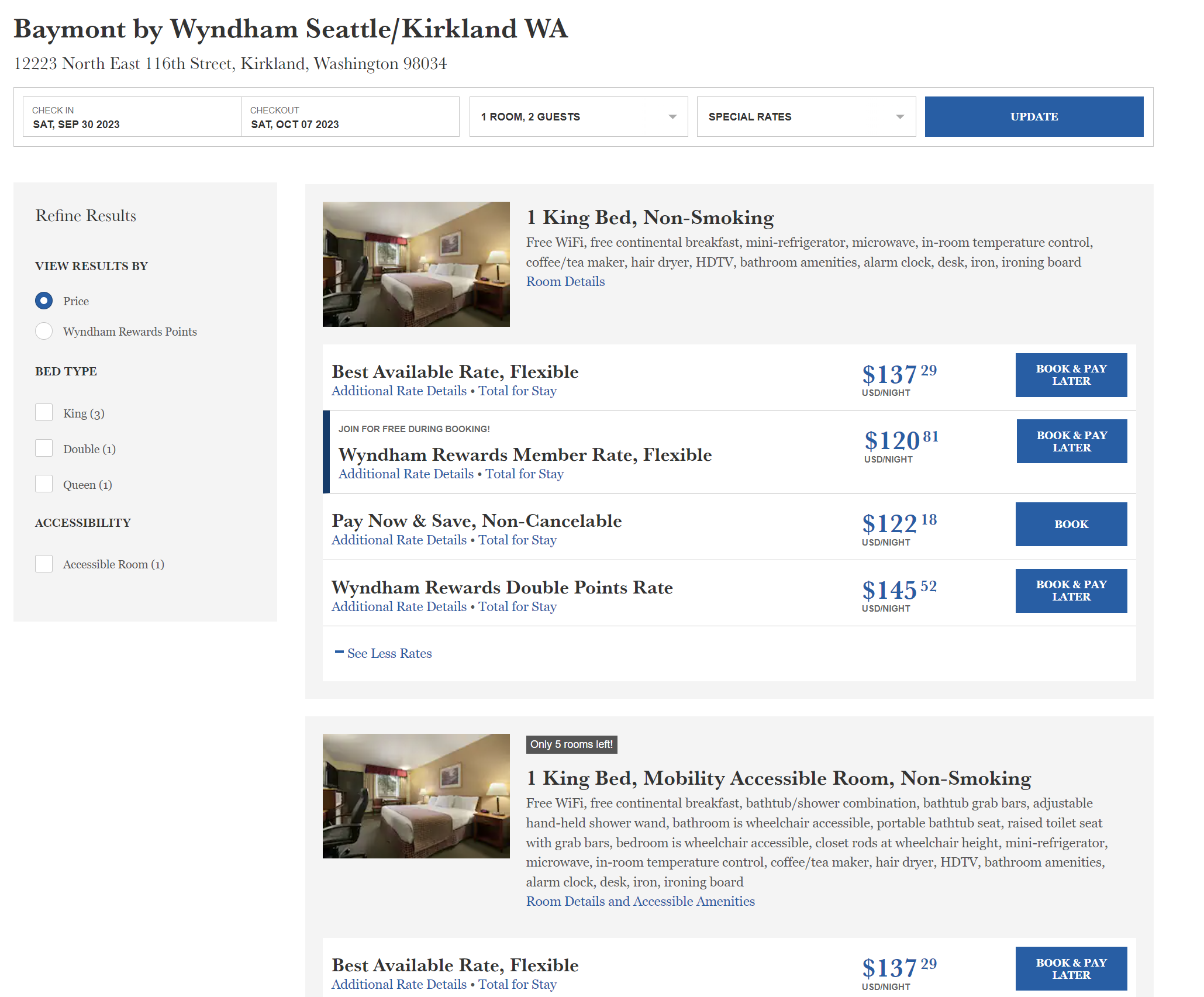 Screenshot of Baymont rooms