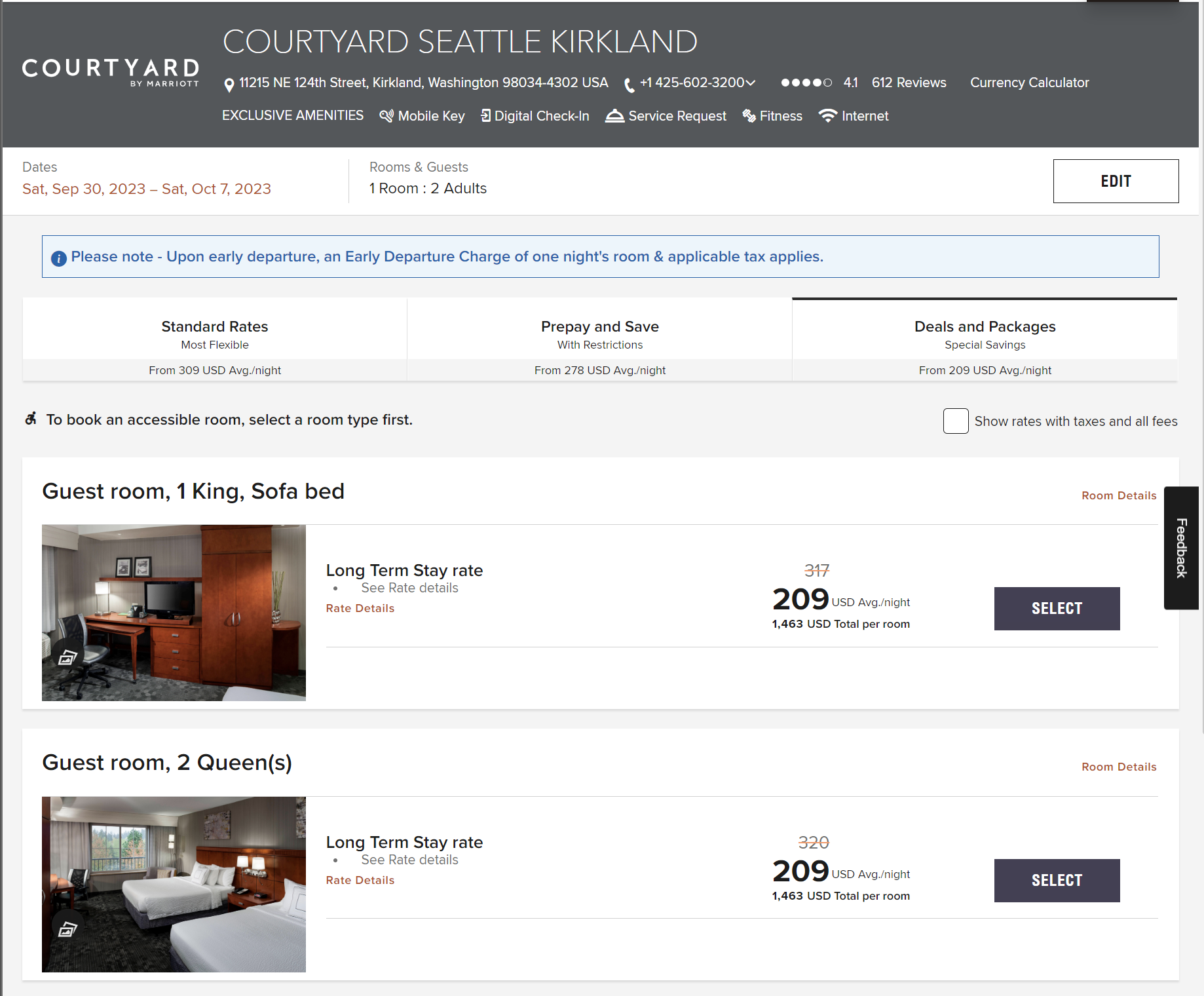 Screenshot of Courtyard rooms