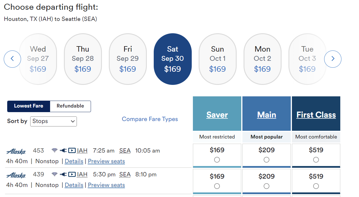 Flight from Houston to Seattle