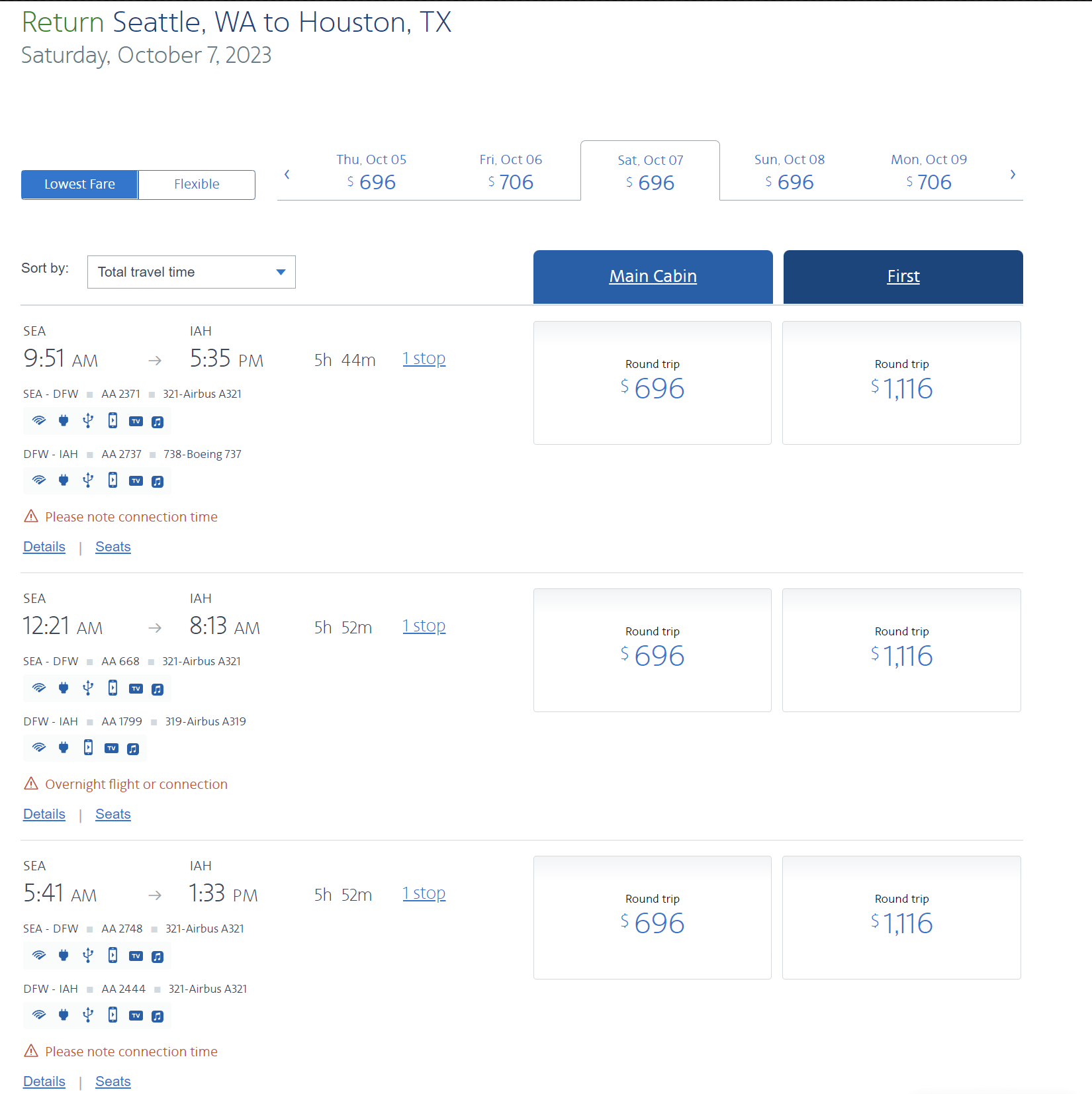 Flight from Seattle to Houston