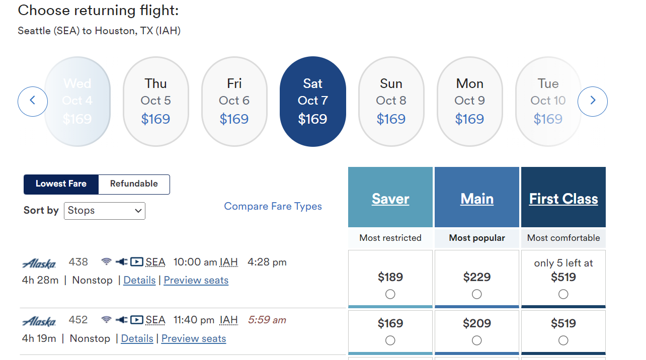 Flight from Seattle to Houston