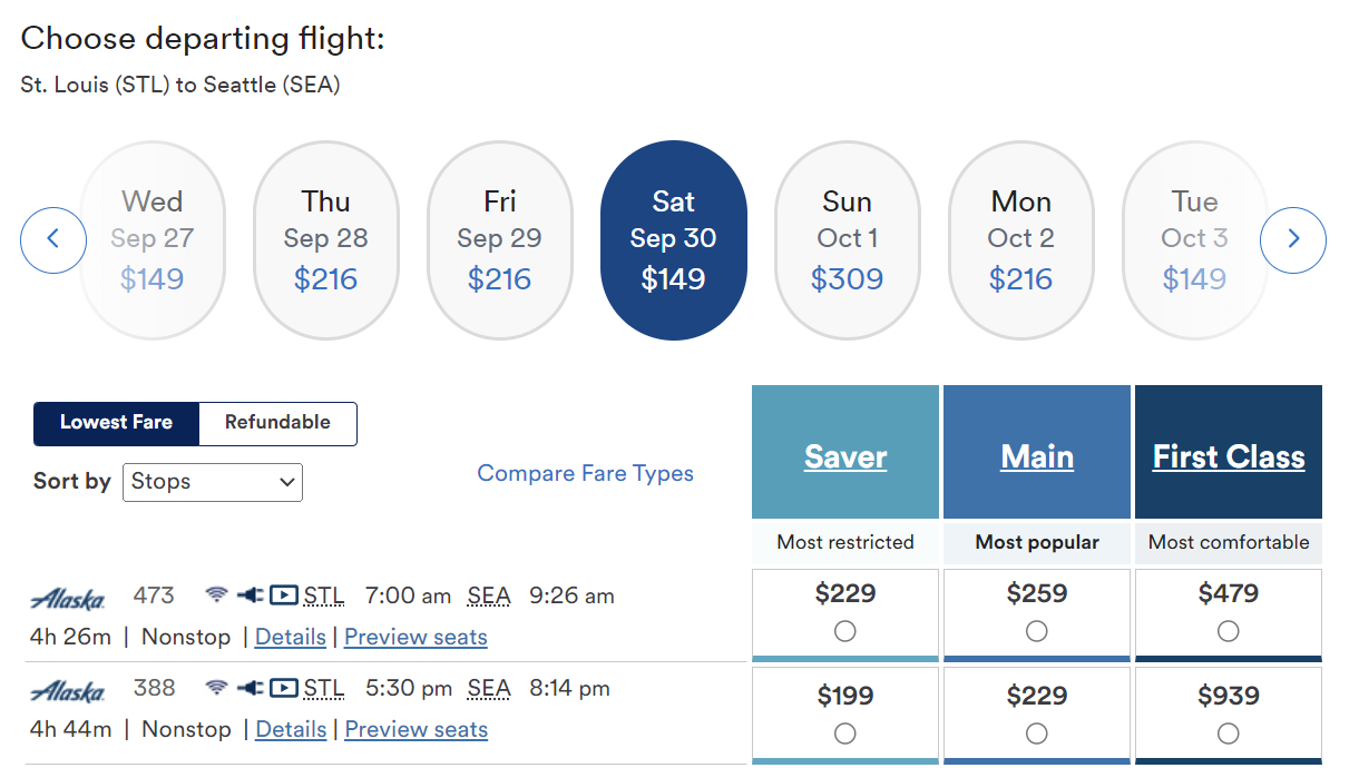 Flight from St. Louis to Seattle